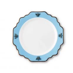 Vagabond House Garden Friends Bee Bone China Dessert / Salad Plate Blue With Gold Rim