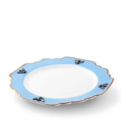 Vagabond House Bee Bone China Dinner Plate Blue With Gold Rim