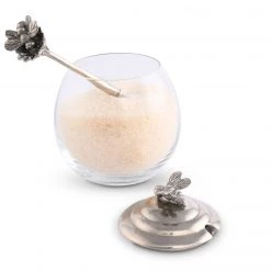 Vagabond House Bee Glass Honey Pot With Spoon Garden Friends