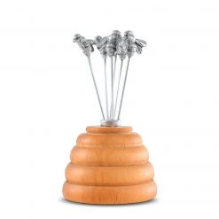 Vagabond House Hive Of Bees Cheese Pick Set Garden Friends