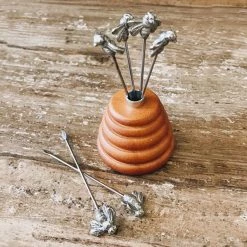 Vagabond House Hive Of Bees Cheese Pick Set Garden Friends