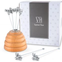 Vagabond House Hive Of Bees Cheese Pick Set Garden Friends 7 Vagabond House Hive Of Bees Cheese Pick Set Garden Friends