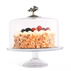Vagabond House Honey Bee Glass Covered Cake / Dessert Stand Garden Friends