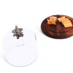 Vagabond House Honey Bee Glass Covered Cheese Wood Board 6 Vagabond House Honey Bee Glass Covered Cheese Wood Board