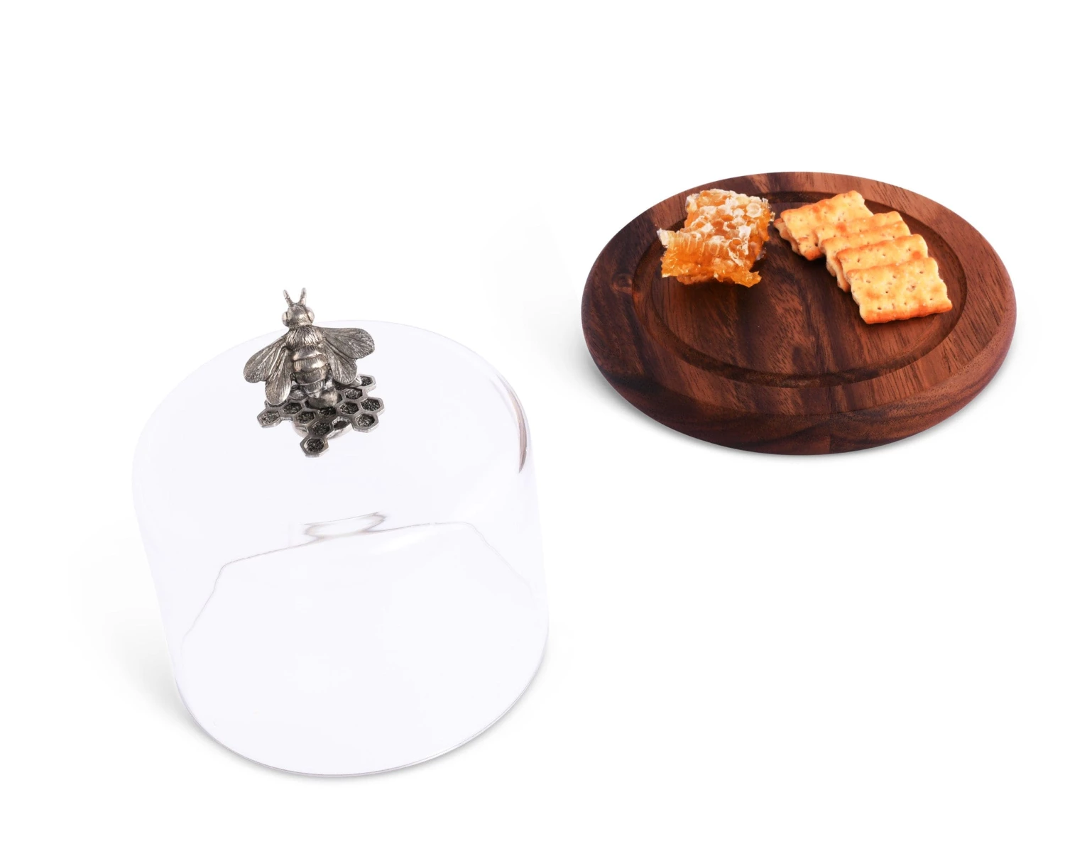 Vagabond House Honey Bee Glass Covered Cheese Wood Board 3 Vagabond House Honey Bee Glass Covered Cheese Wood Board