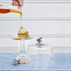 Vagabond House Honey Bee Glass Covered Cake / Dessert Stand Garden Friends