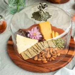 Vagabond House Honey Bee Glass Covered Cheese Wood Board 7 Vagabond House Honey Bee Glass Covered Cheese Wood Board