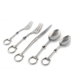Vagabond House Bit Five Piece Flatware Set - Stainless Steel Matt Silver
