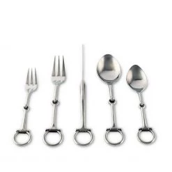 Vagabond House Bit Five Piece Flatware Set - Stainless Steel Matt Silver