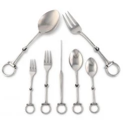 Vagabond House Bit Five Piece Flatware Set - Stainless Steel Matt Silver
