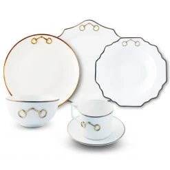 Vagabond House Bone China Gold Bit Dinnerware Equestrian