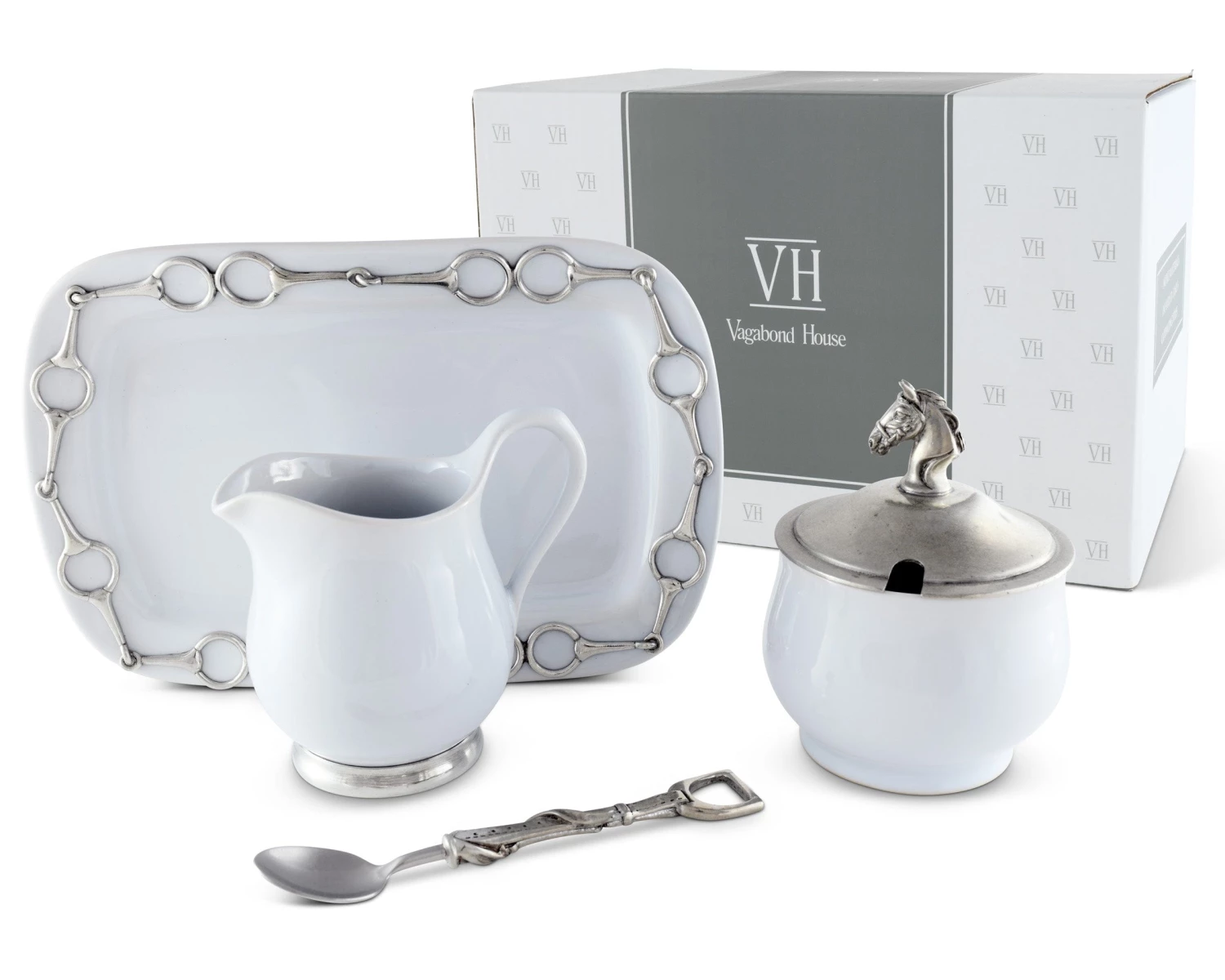 Vagabond House Equestrian Sugar And Creamer Set 6 Vagabond House Equestrian Sugar And Creamer Set