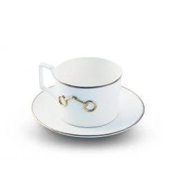 Vagabond House Gold Bit Bone China Cup And Saucer Gold Rim Dinnerware