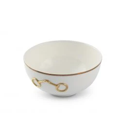Vagabond House Gold Bit Bone China Round Cereal Bowl Gold Rim Dinnerware