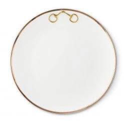 Vagabond House Dinnerware Gold Bit Bone China Round Dinner Plate Gold Rim
