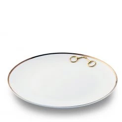 Vagabond House Dinnerware Gold Bit Bone China Round Dinner Plate Gold Rim