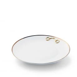 Vagabond House Gold Bit Bone China Round Salad / Dessert Plate Gold Rim Dinnerware