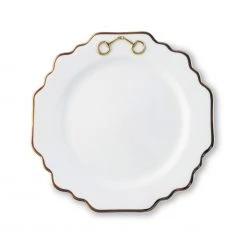 Vagabond House Dinnerware Gold Bit Bone China Scallop Salad Plate Gold Rim