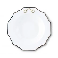 Vagabond House Dinnerware Gold Bit Bone China Scallop Soup Plate Gold Rim