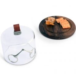 Vagabond House Horse Bit Glass Covered Cheese Wood Board Equestrian