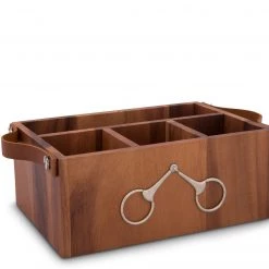 Vagabond House Equestrian Horse Bits Leather Handles Flatware Caddy