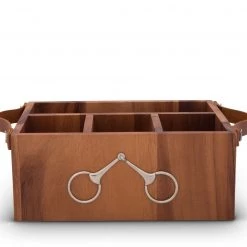 Vagabond House Equestrian Horse Bits Leather Handles Flatware Caddy