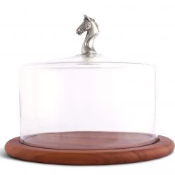 Vagabond House Horse Glass Covered Cheese Wood Board Equestrian