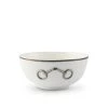 Vagabond House Dinnerware Pewter Bit Bone China Round Cereal Bowl Platinum Rim