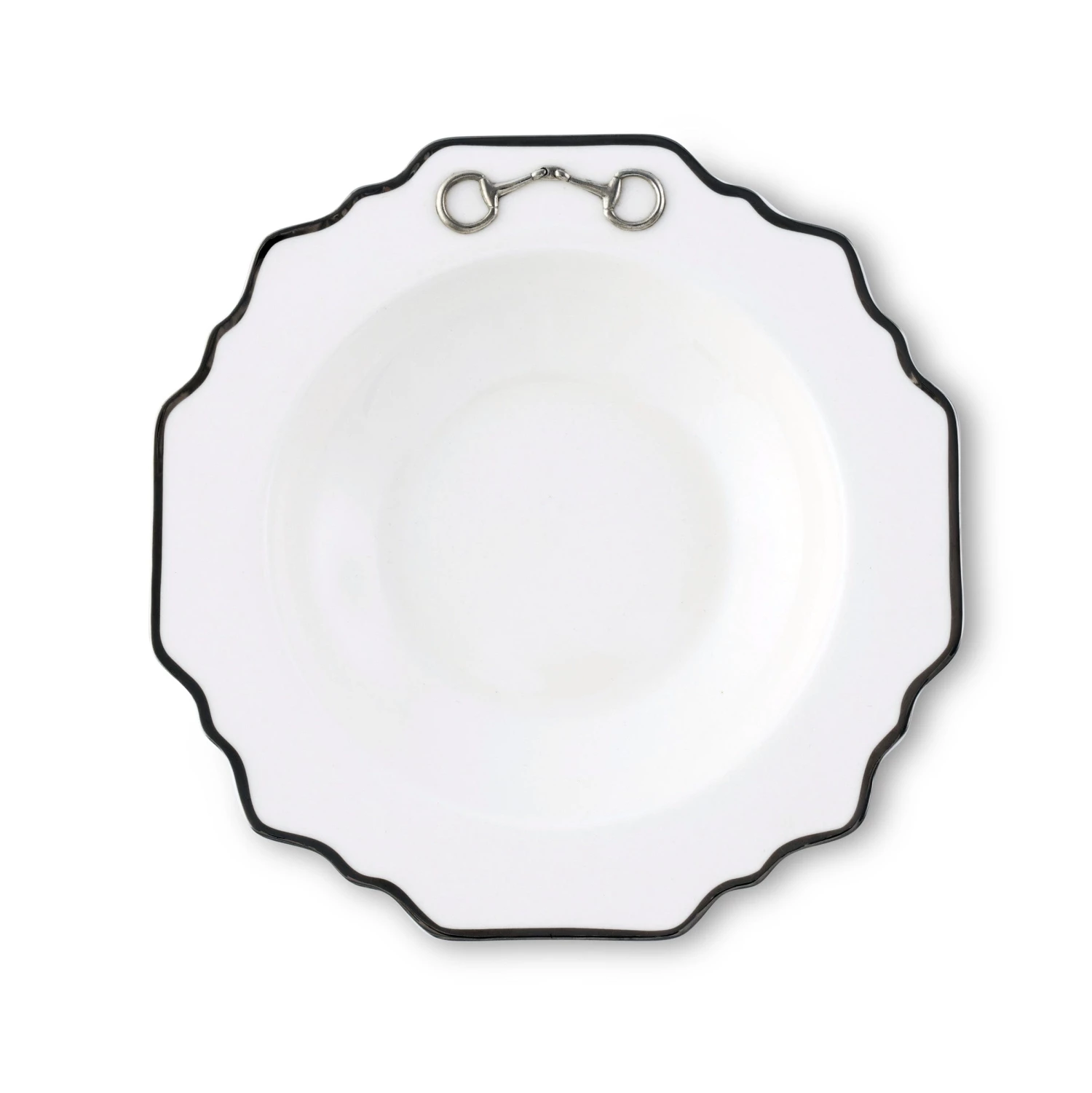Vagabond House Dinnerware Pewter Bit Bone China Scallop Soup Plate Platinum Rim 1 Vagabond House Dinnerware Pewter Bit Bone China Scallop Soup Plate Platinum Rim