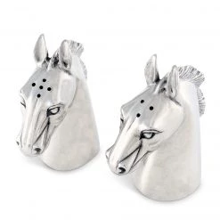 Vagabond House Pewter Horse Head Salt & Pepper Set Equestrian