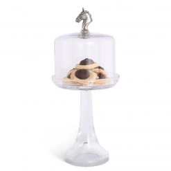 Vagabond House Equestrian Horse Glass Covered Cake / Dessert Stand
