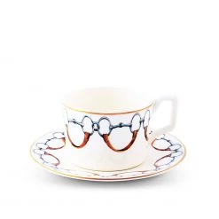 Vagabond House Wellington Bit Pattern Bone China Cup And Saucer Dinnerware