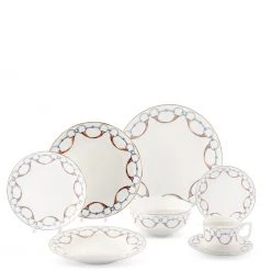 Vagabond House Wellington Bit Pattern Bone China Round Dinner Plate Dinnerware 5 Vagabond House Wellington Bit Pattern Bone China Round Dinner Plate Dinnerware