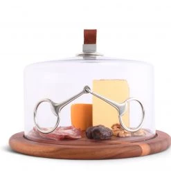 Vagabond House Horse Bit Glass Covered Cheese Wood Board Equestrian