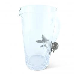Vagabond House Glass Pitcher Pewter Lemon Bouquet Handle Farmer's Market