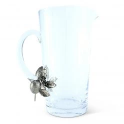 Vagabond House Glass Pitcher Pewter Lemon Bouquet Handle Farmer's Market