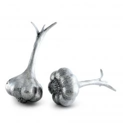 Vagabond House Pewter Garlic Salt & Pepper Set Farmer's Market