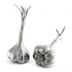Vagabond House Pewter Garlic Salt & Pepper Set Farmer's Market