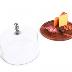 Vagabond House Bunny Glass Covered Cheese Wood Board Garden Friends