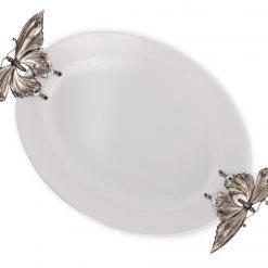 Vagabond House Butterfly Stoneware Tray X-Large Garden Friends