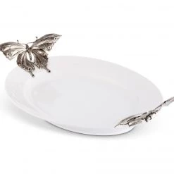 Vagabond House Butterfly Stoneware Tray X-Large Garden Friends