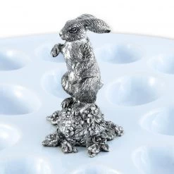 Vagabond House Garden Friends Deviled Egg Tray With Pewter Standing Rabbit 9 Vagabond House Garden Friends Deviled Egg Tray With Pewter Standing Rabbit