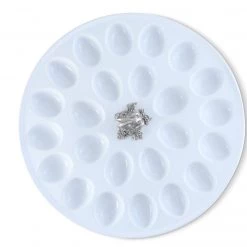 Vagabond House Garden Friends Deviled Egg Tray With Pewter Standing Rabbit 10 Vagabond House Garden Friends Deviled Egg Tray With Pewter Standing Rabbit