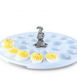 Vagabond House Garden Friends Deviled Egg Tray With Pewter Standing Rabbit 11 Vagabond House Garden Friends Deviled Egg Tray With Pewter Standing Rabbit