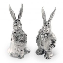 Vagabond House Garden Friends Dressed Rabbits Salt & Pepper Set