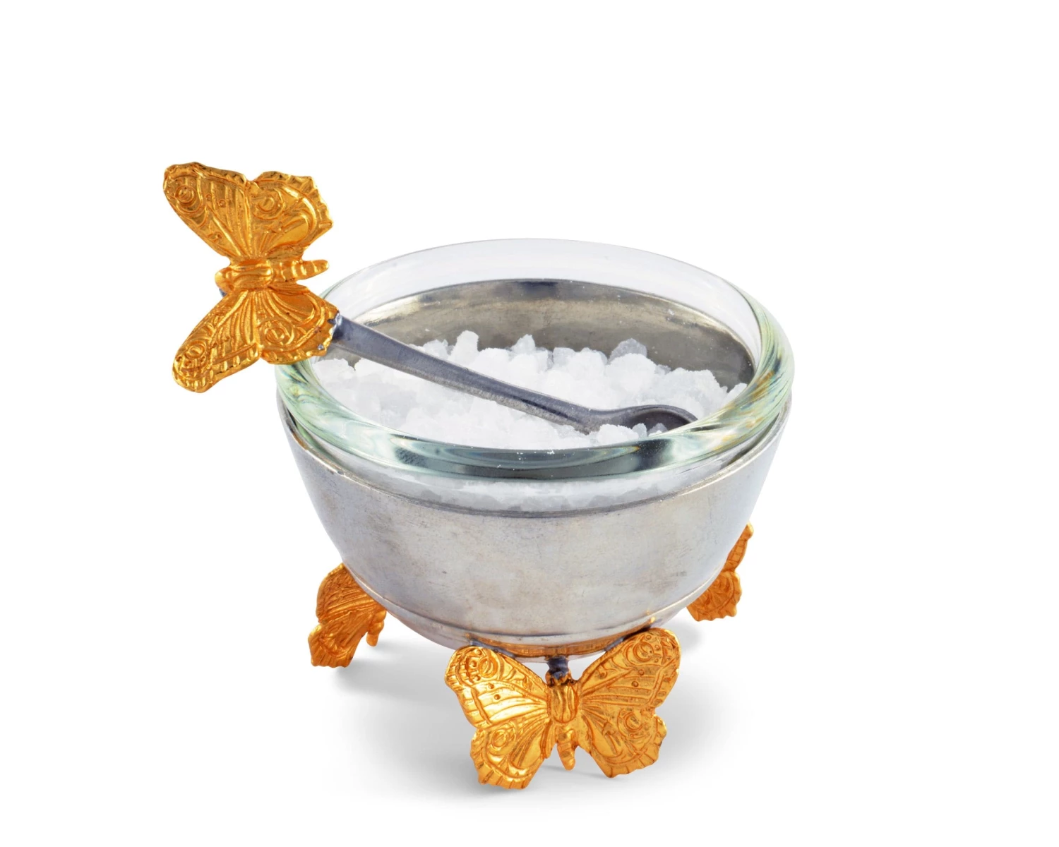 Vagabond House Garden Friends Gold Butterfly Salt Cellar With Spoon 1 Vagabond House Garden Friends Gold Butterfly Salt Cellar With Spoon