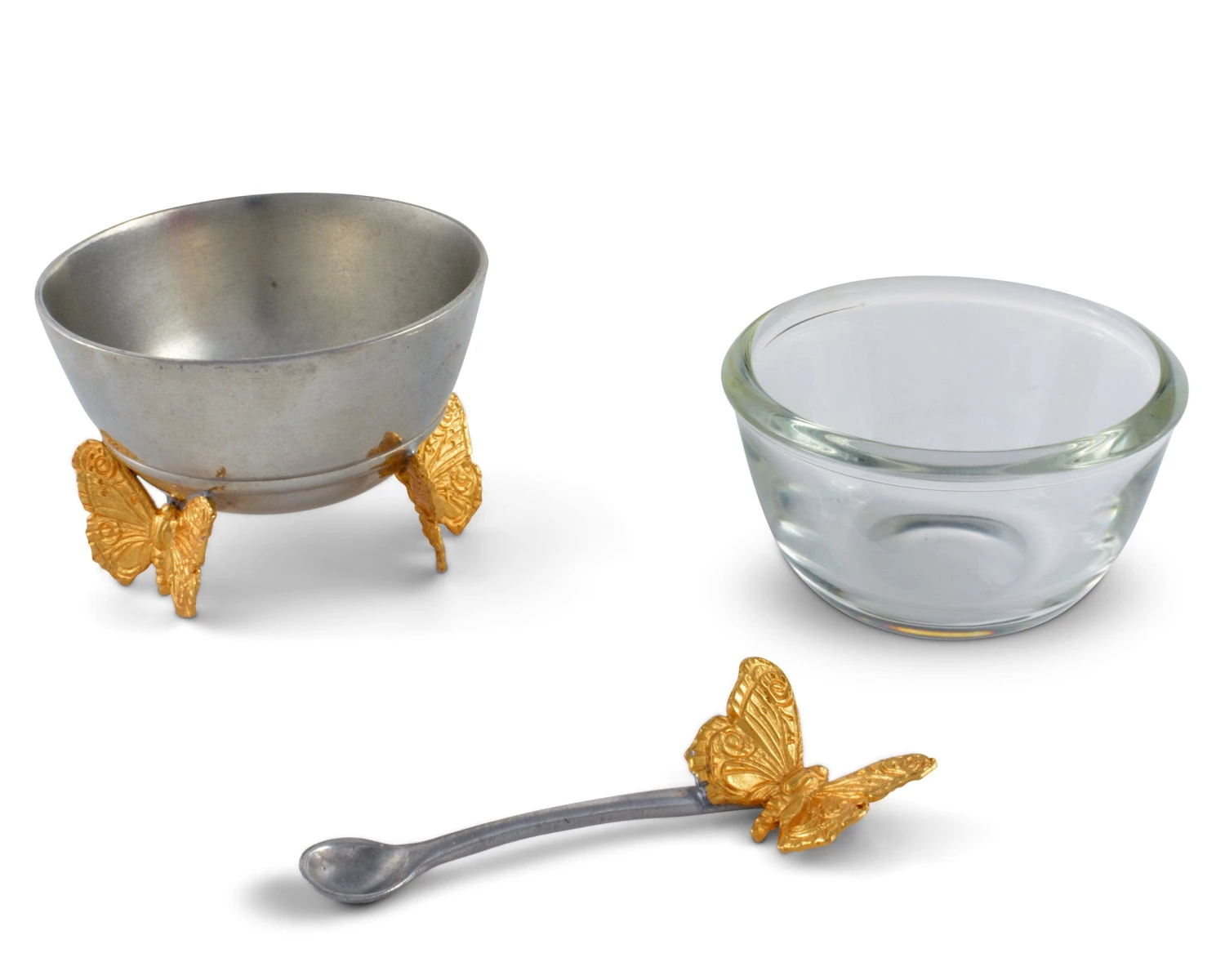 Vagabond House Garden Friends Gold Butterfly Salt Cellar With Spoon 3 Vagabond House Garden Friends Gold Butterfly Salt Cellar With Spoon