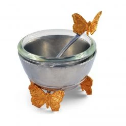 Vagabond House Garden Friends Gold Butterfly Salt Cellar With Spoon 10 Vagabond House Garden Friends Gold Butterfly Salt Cellar With Spoon