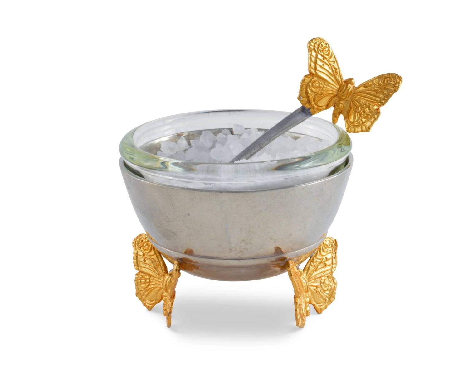 Vagabond House Garden Friends Gold Butterfly Salt Cellar With Spoon 6 Vagabond House Garden Friends Gold Butterfly Salt Cellar With Spoon