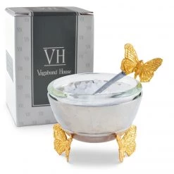 Vagabond House Garden Friends Gold Butterfly Salt Cellar With Spoon 13 Vagabond House Garden Friends Gold Butterfly Salt Cellar With Spoon